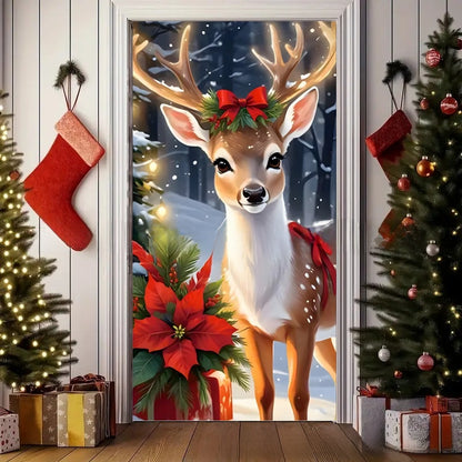 Christmas Polyester Door Curtain Backdrop