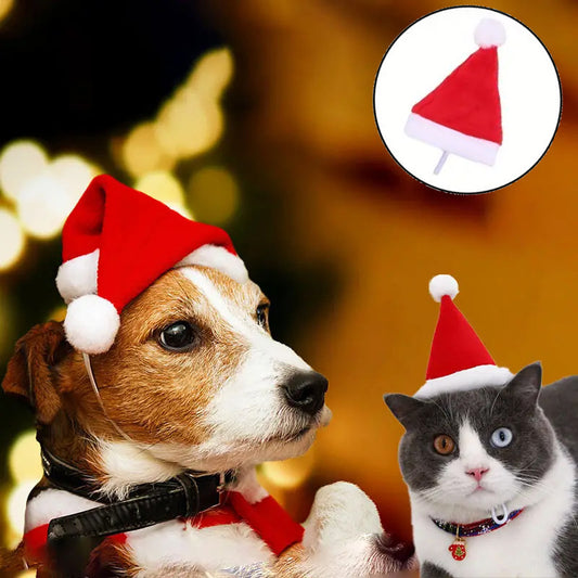 Plush Pet Christmas Hat, Festive Striped and Plaid Costume Headwear for Cats and Dogs