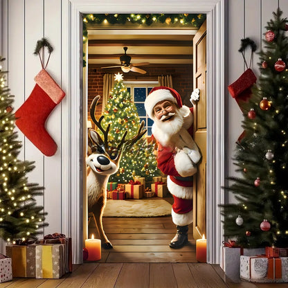 Christmas Polyester Door Curtain Backdrop