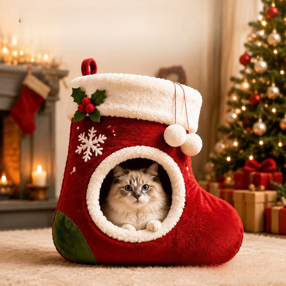 Cat Christmas Sock Calming