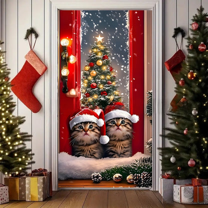 Christmas Polyester Door Curtain Backdrop
