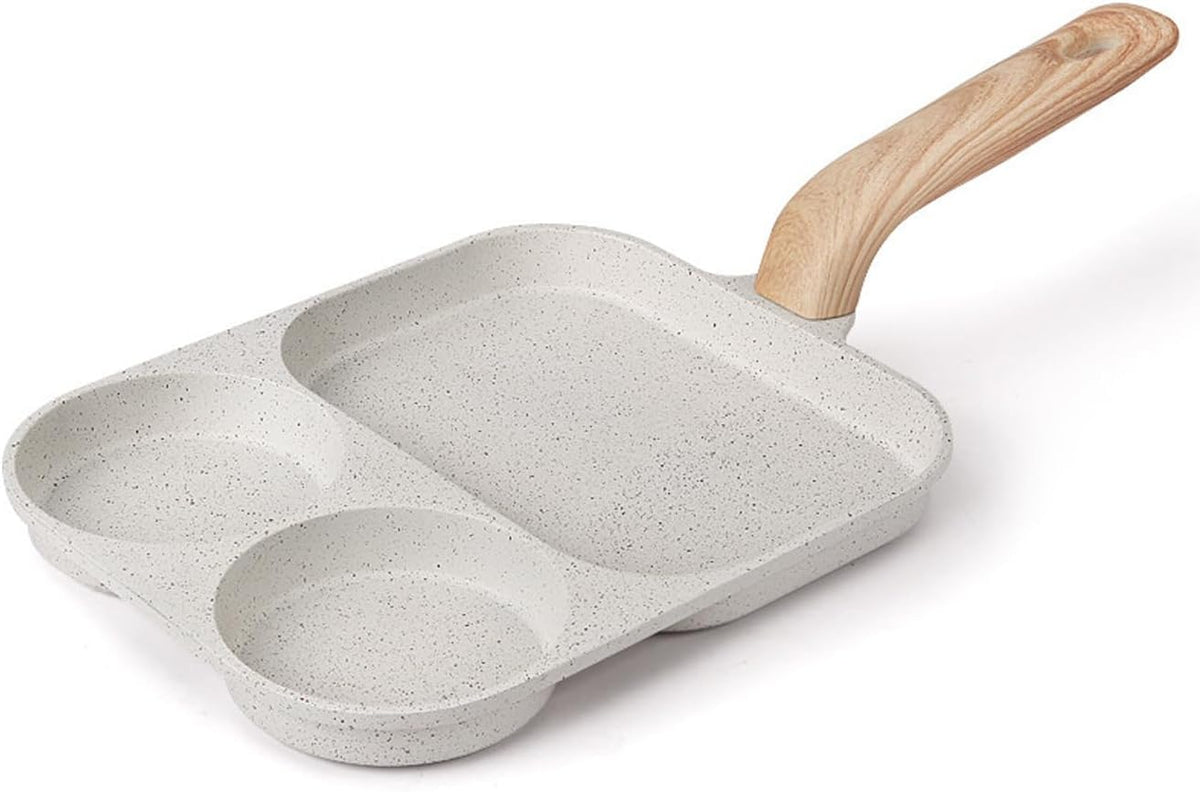 3-Section Nonstick Egg Frying Pan for Easy Breakfasts
