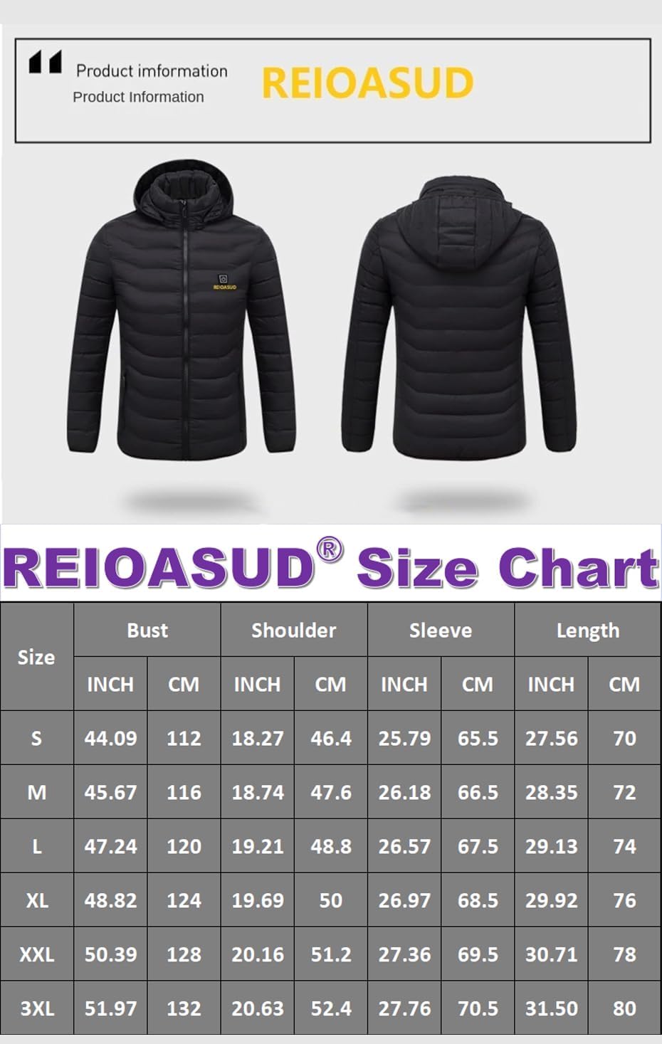 Heated Hoodie Jacket with Carbon Fiber Heating Zones