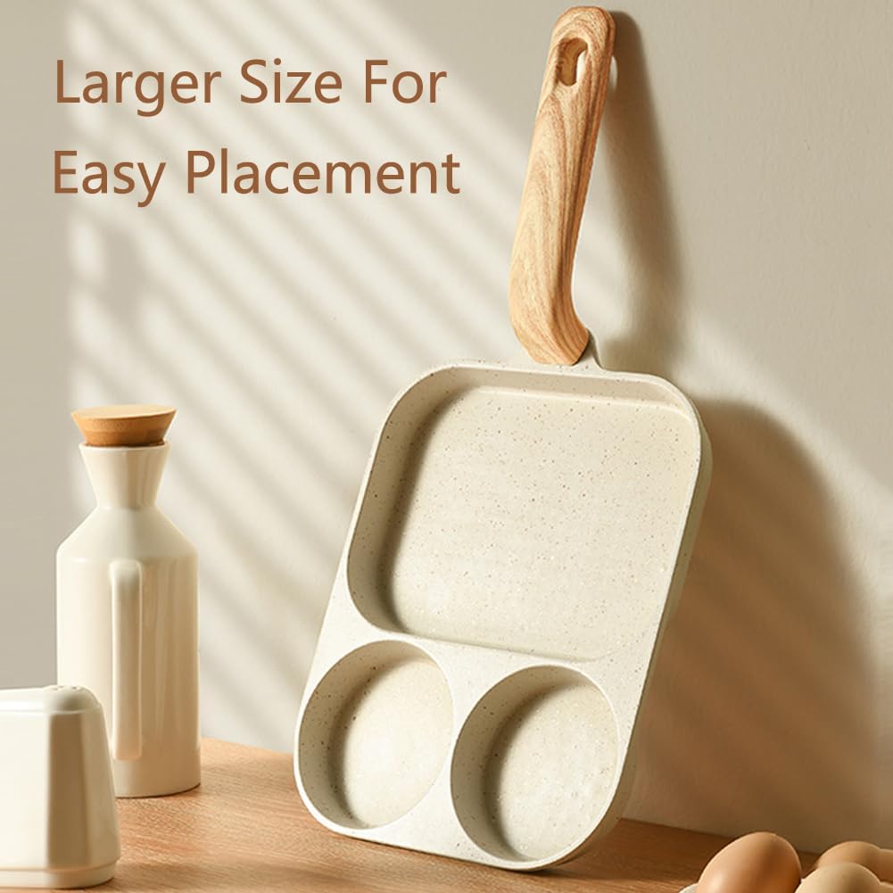 3-Section Nonstick Egg Frying Pan for Easy Breakfasts