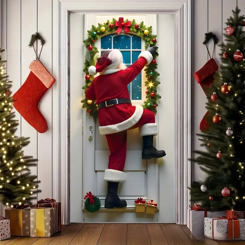 Christmas Polyester Door Curtain Backdrop