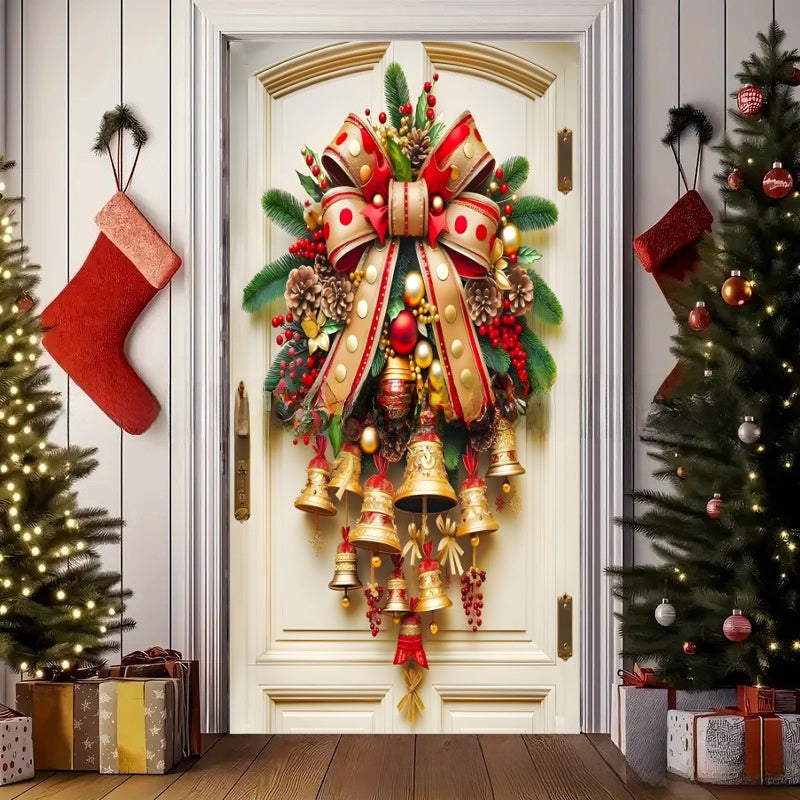 Christmas Polyester Door Curtain Backdrop