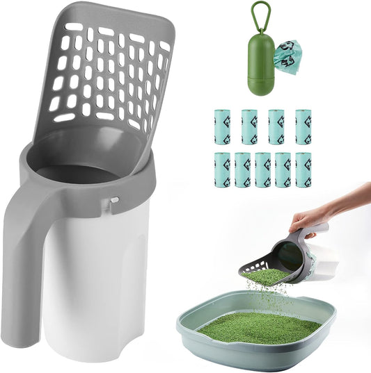 Cat Litter Scooper With Waste Can and 135 Bags