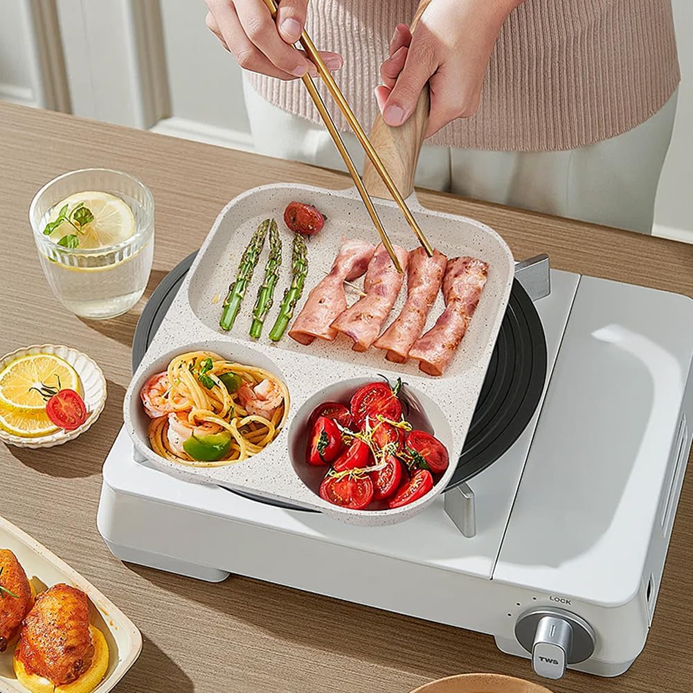 3-Section Nonstick Egg Frying Pan for Easy Breakfasts