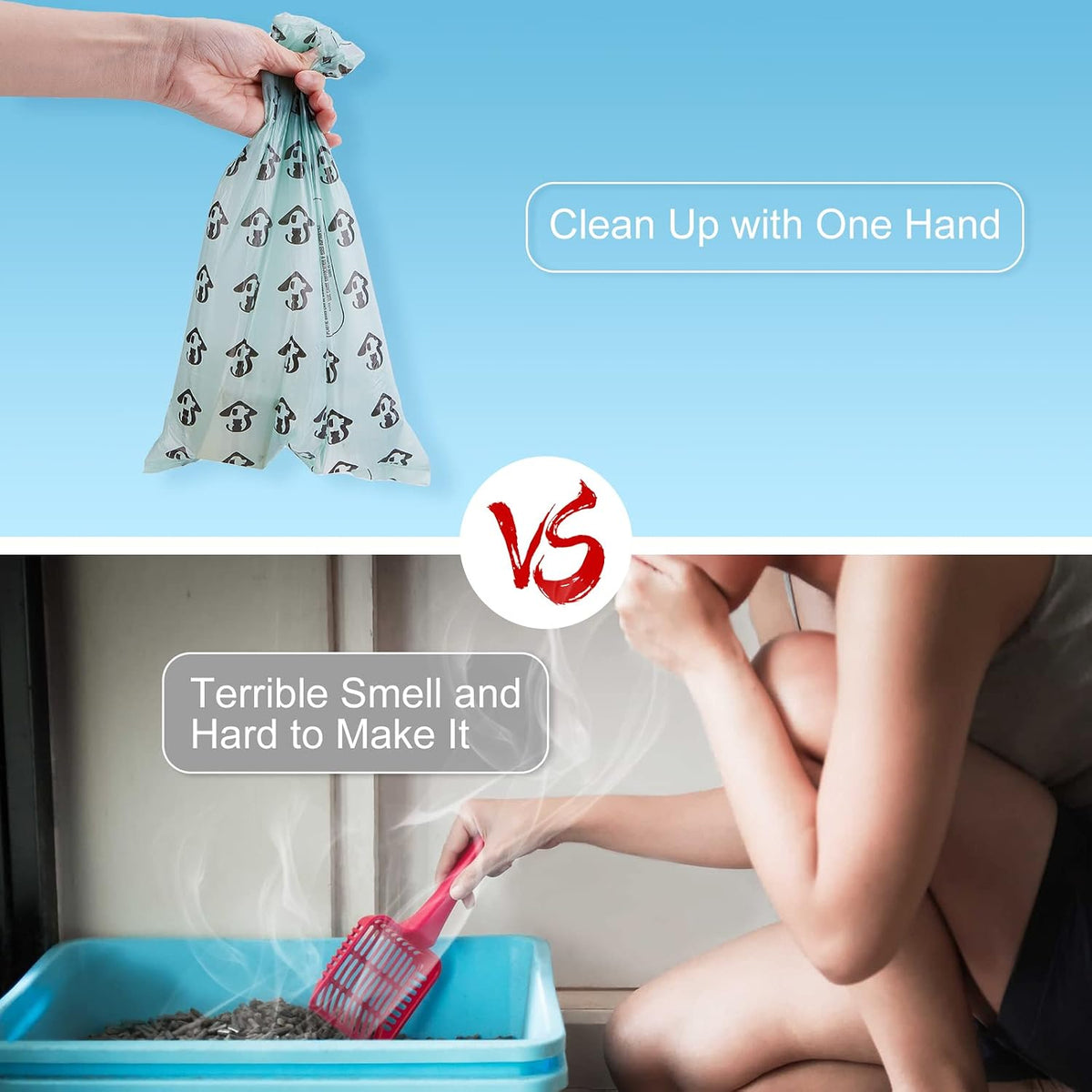 Cat Litter Scooper With Waste Can and 135 Bags