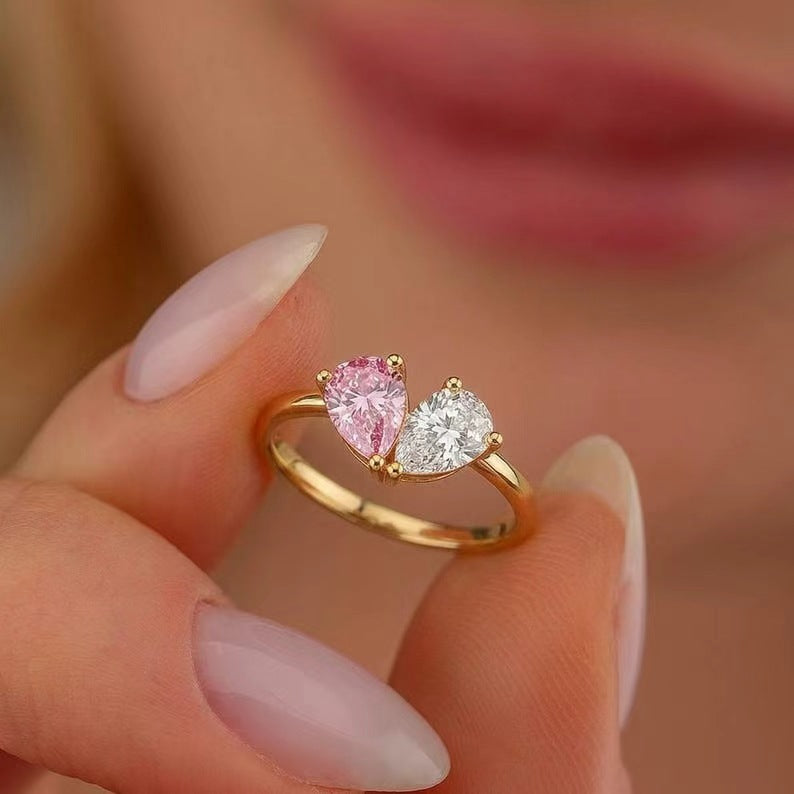 Water Drop Zircon Ring – Dainty Holiday Gift for Her