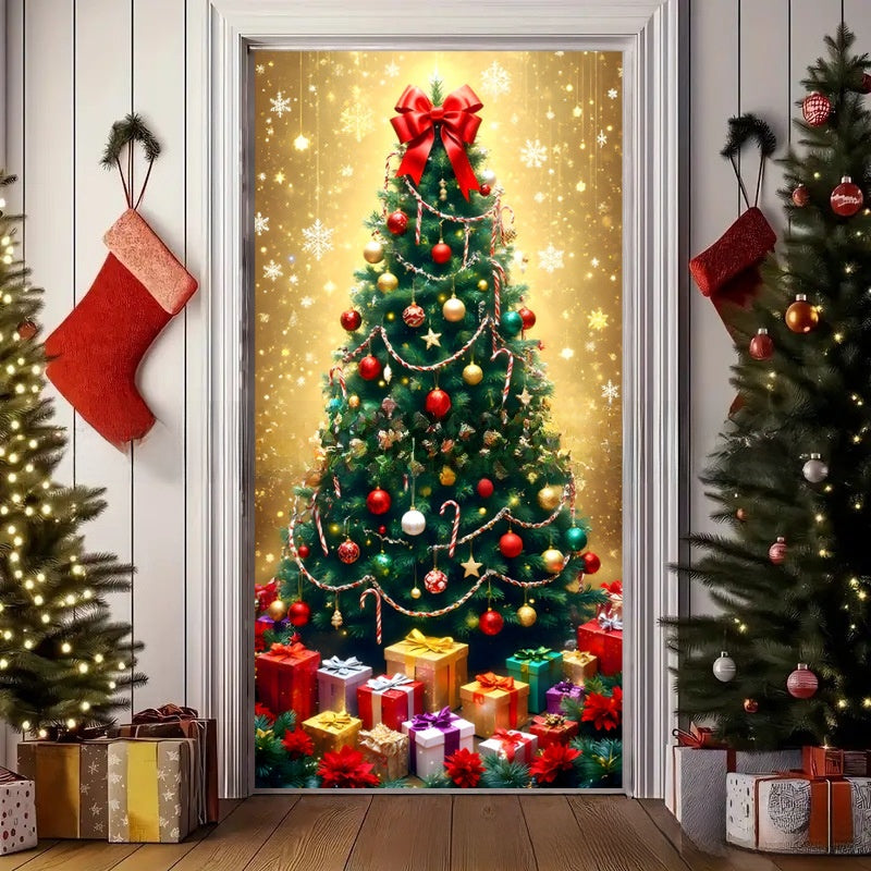 Christmas Polyester Door Curtain Backdrop