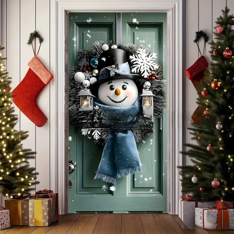Christmas Polyester Door Curtain Backdrop