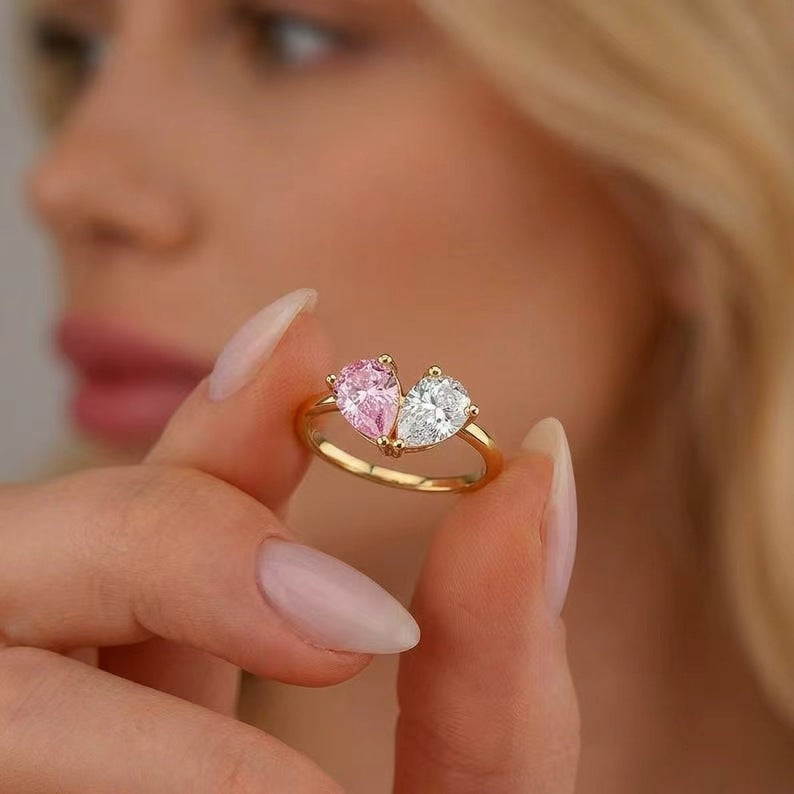 Water Drop Zircon Ring – Dainty Holiday Gift for Her