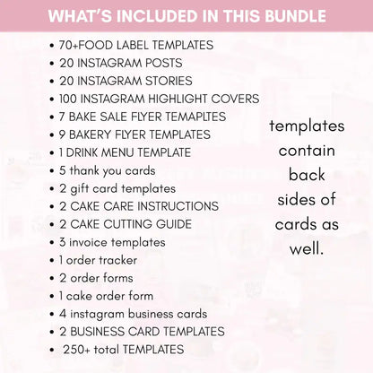 Editable bakery business template bundle, pink bakery branding kit, Cake business starter kit, canva business forms, instagram business card