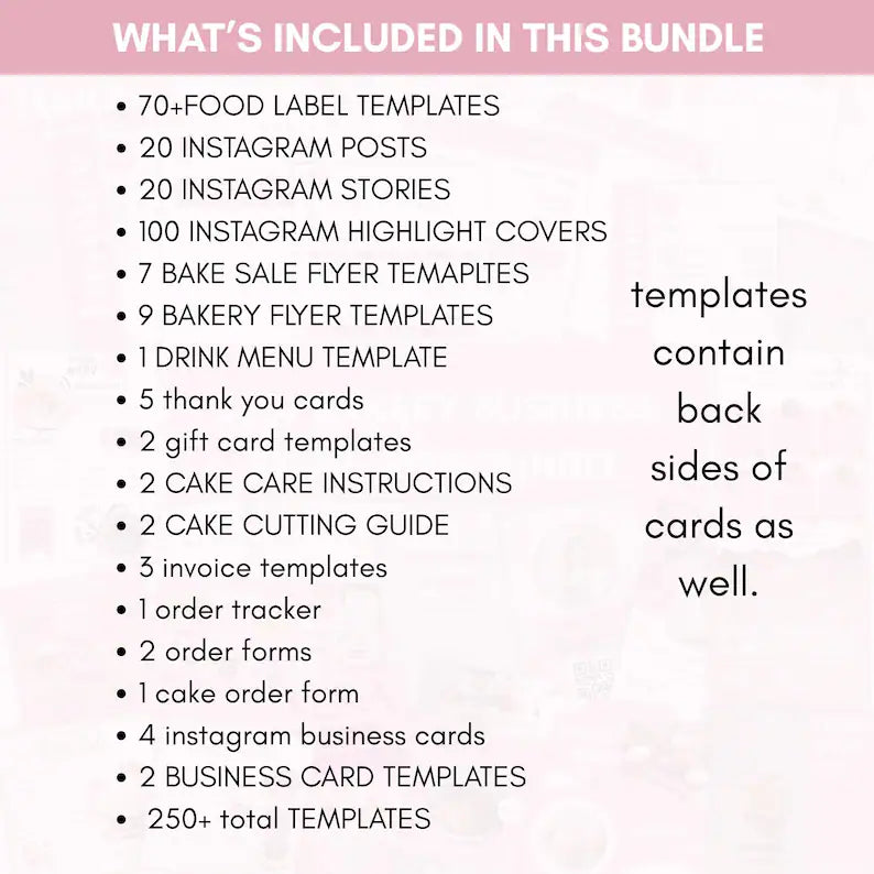 Editable bakery business template bundle, pink bakery branding kit, Cake business starter kit, canva business forms, instagram business card