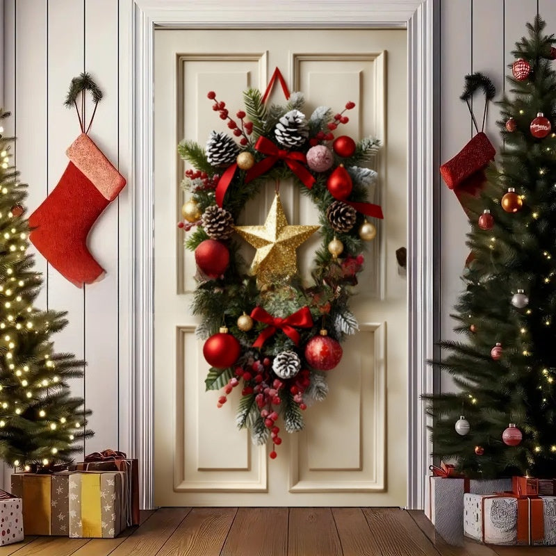 Christmas Polyester Door Curtain Backdrop