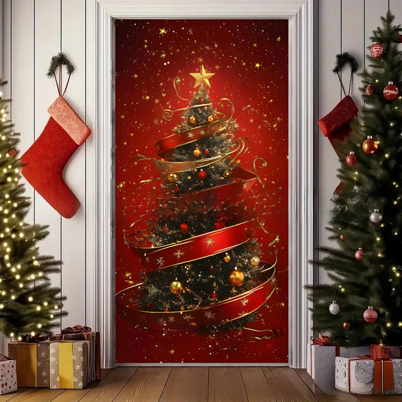 Christmas Polyester Door Curtain Backdrop