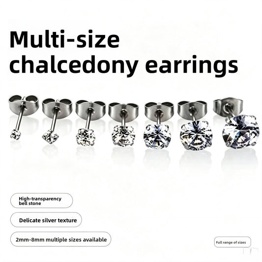 Cubic Zirconia Stainless Steel Ear Studs