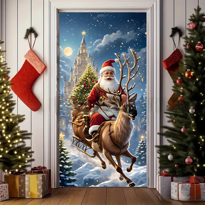 Christmas Polyester Door Curtain Backdrop