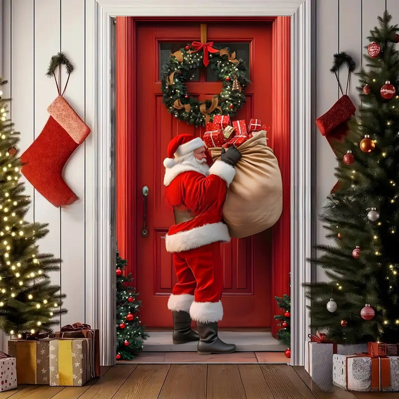 Christmas Polyester Door Curtain Backdrop