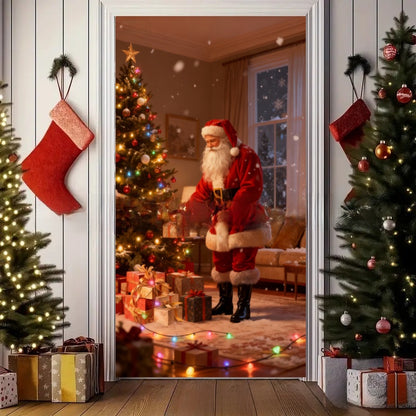 Christmas Polyester Door Curtain Backdrop