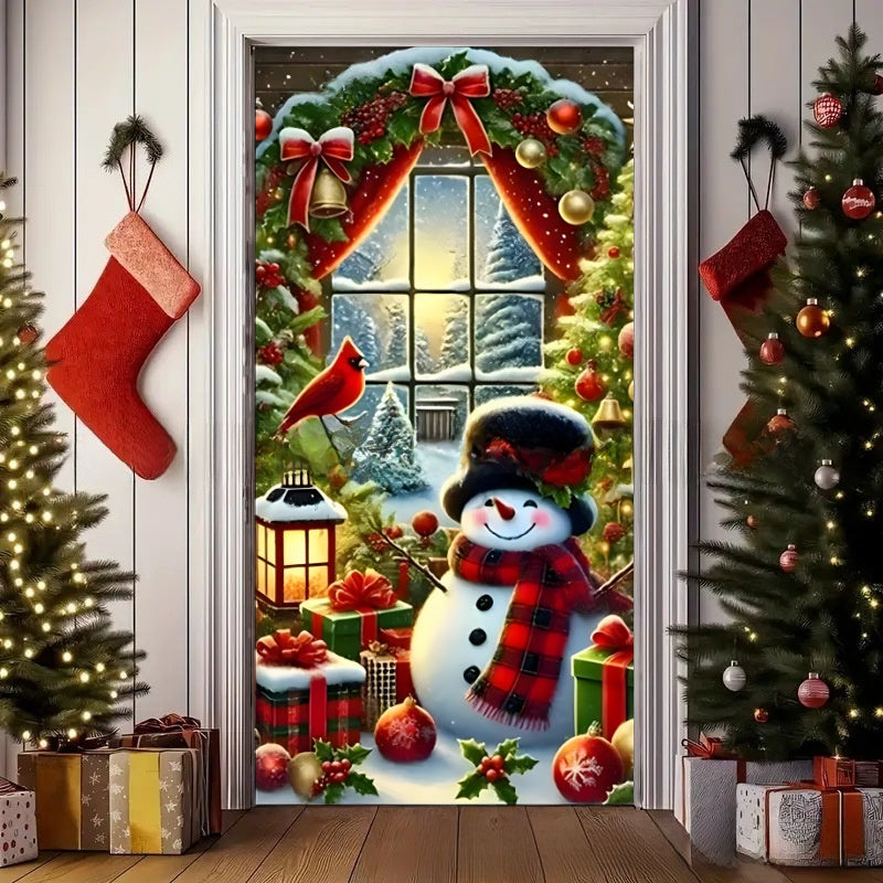 Christmas Polyester Door Curtain Backdrop