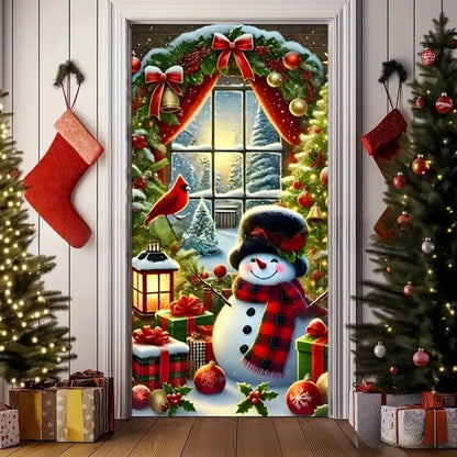Christmas Polyester Door Curtain Backdrop