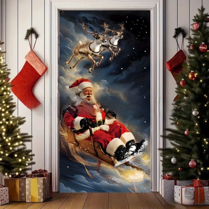 Christmas Polyester Door Curtain Backdrop
