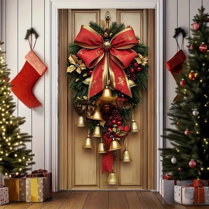 Christmas Polyester Door Curtain Backdrop
