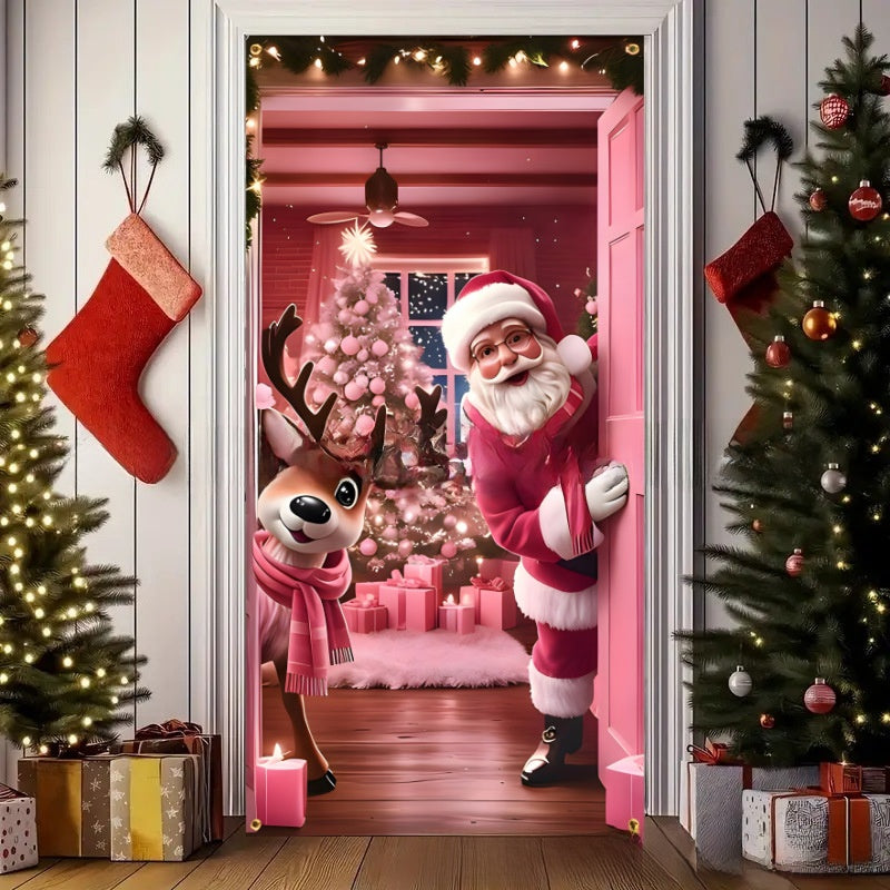 Christmas Polyester Door Curtain Backdrop
