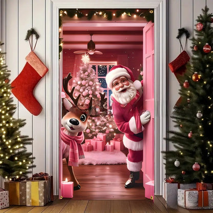 Christmas Polyester Door Curtain Backdrop