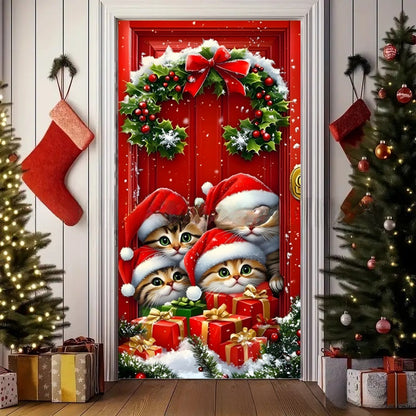Christmas Polyester Door Curtain Backdrop