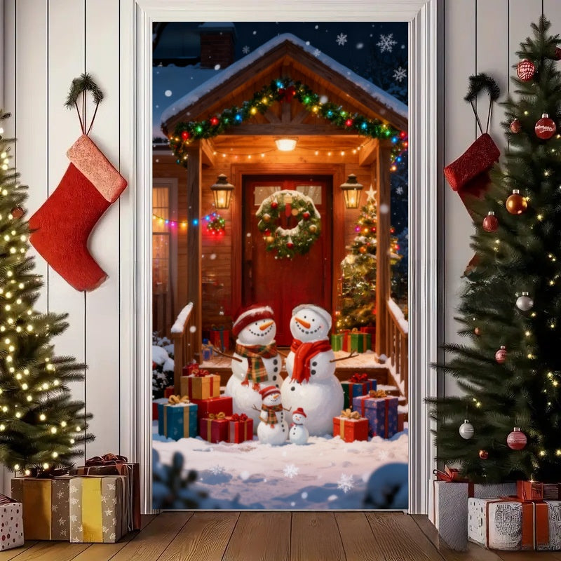 Christmas Polyester Door Curtain Backdrop